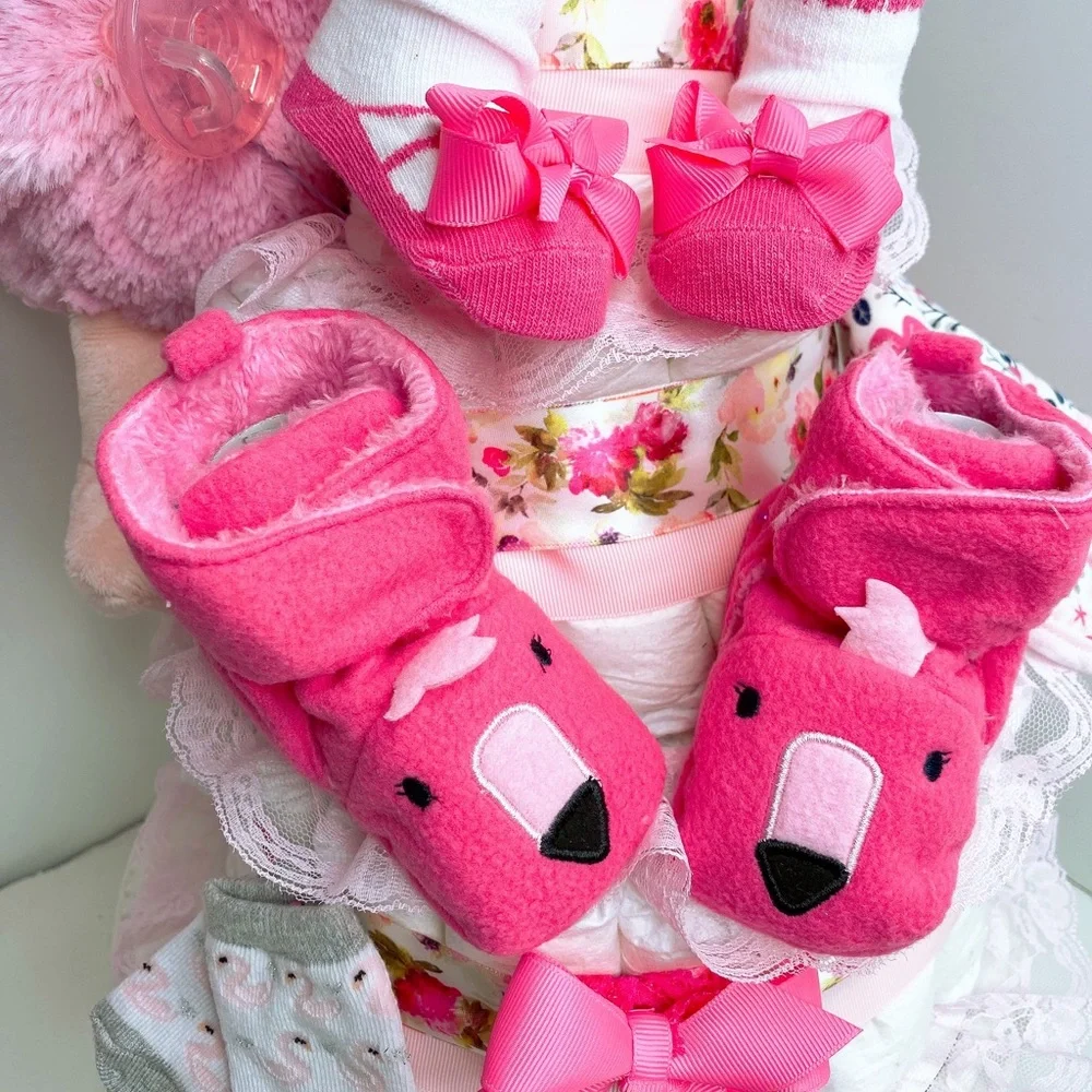 Flamingo Diaper Cake, Easter Baby Shower Gift